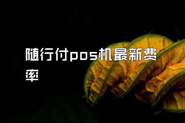 随行付pos机最新费率